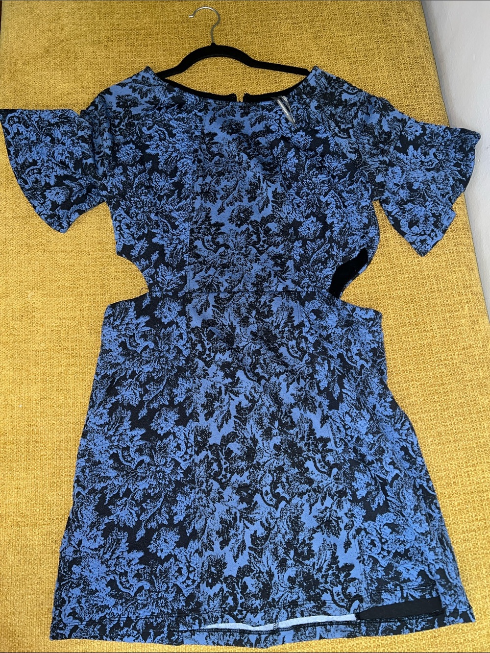 Anthropologie Navy Blue Floral Cutout Mini Dress - Women's Size 12